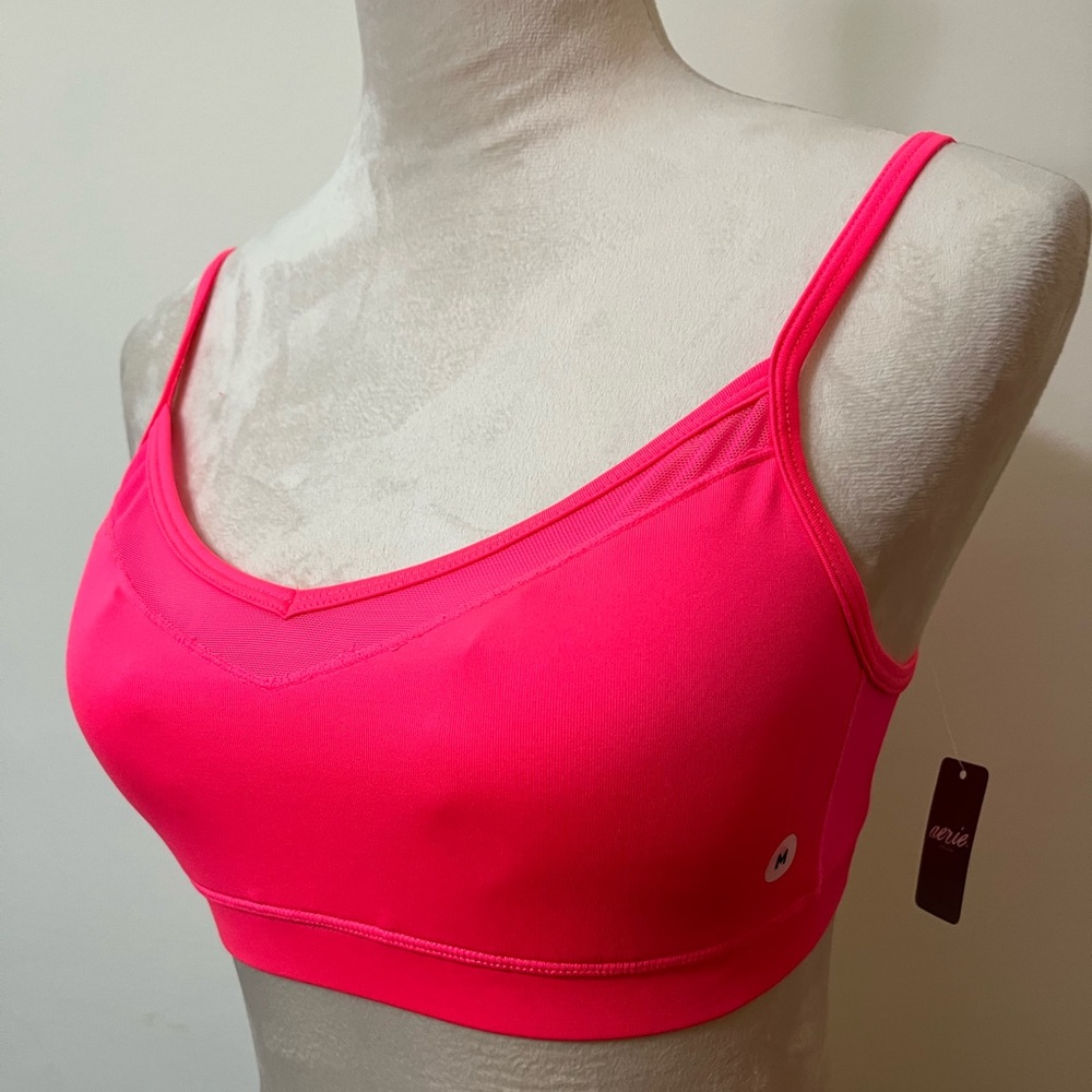Aerie Hot Pink V-neck Padded Sports Bra